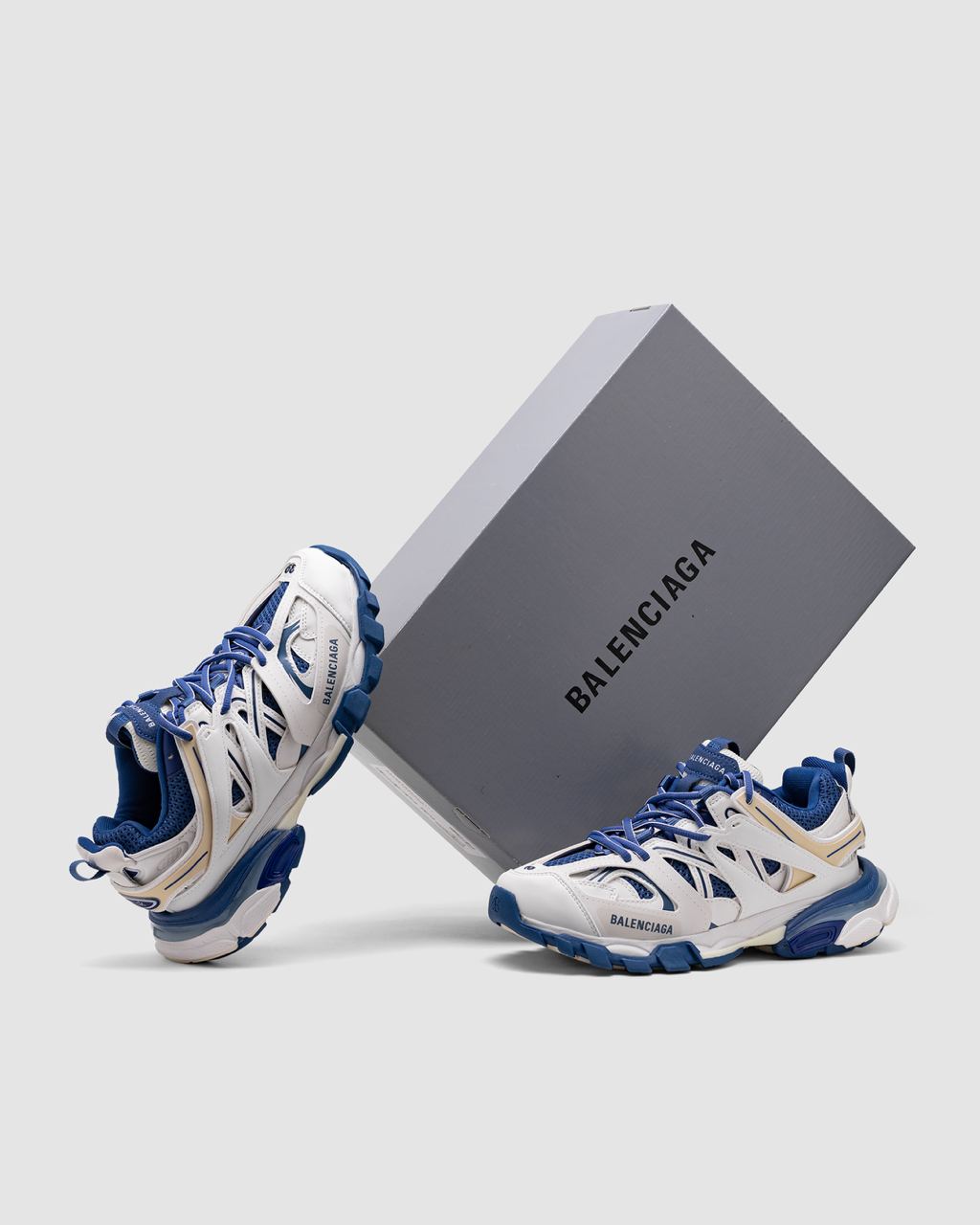 BALENCIAGA Track Worn Out White Blue