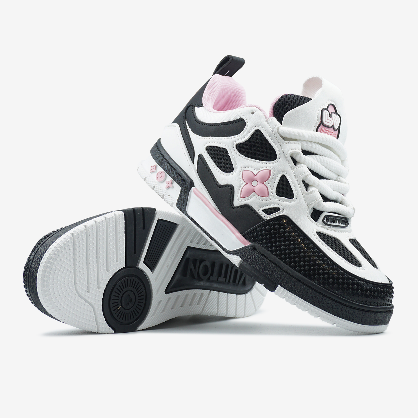 LV  Skate Sneaker Black White Pink