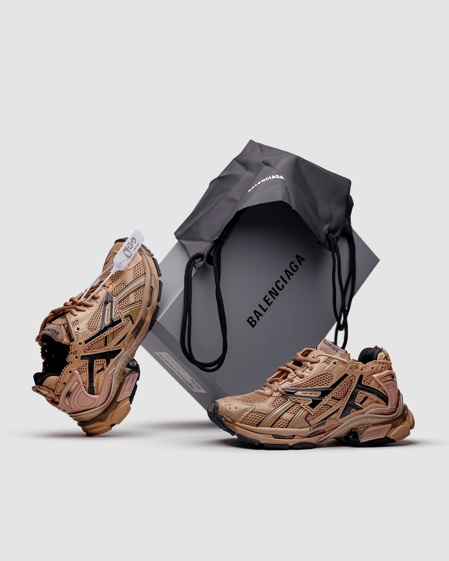BALENCIAGA Runner Trainers Nylon Beige